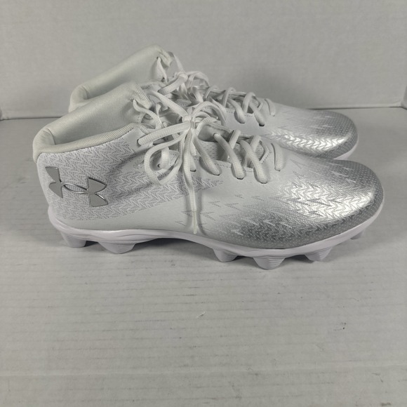 Under‎ Armour Spotlight Franchise Rm 4.0 Men Sz 13 White Silver Football Cleats main image 4